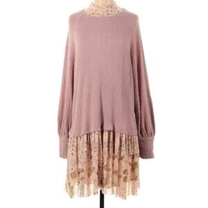 Free People Opposites Attract Floral Mesh Sweater Dress